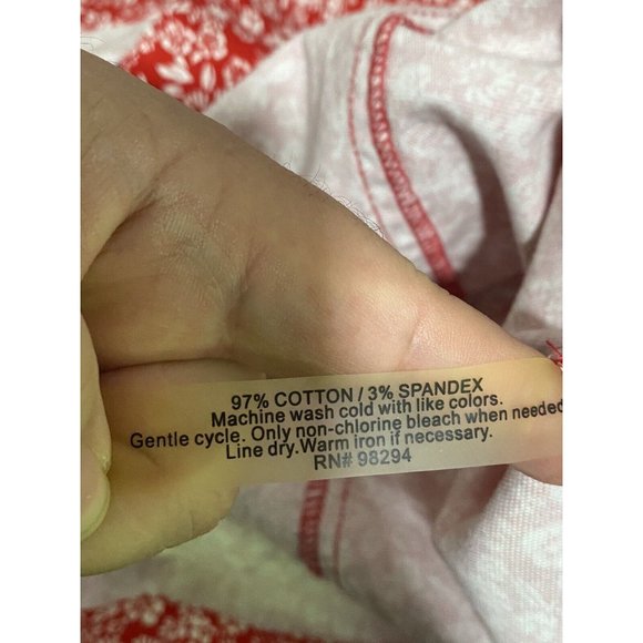 Onque Woman Button Down Jacket Red White Floral Pattern Top Size 2x - Picture 8 of 9